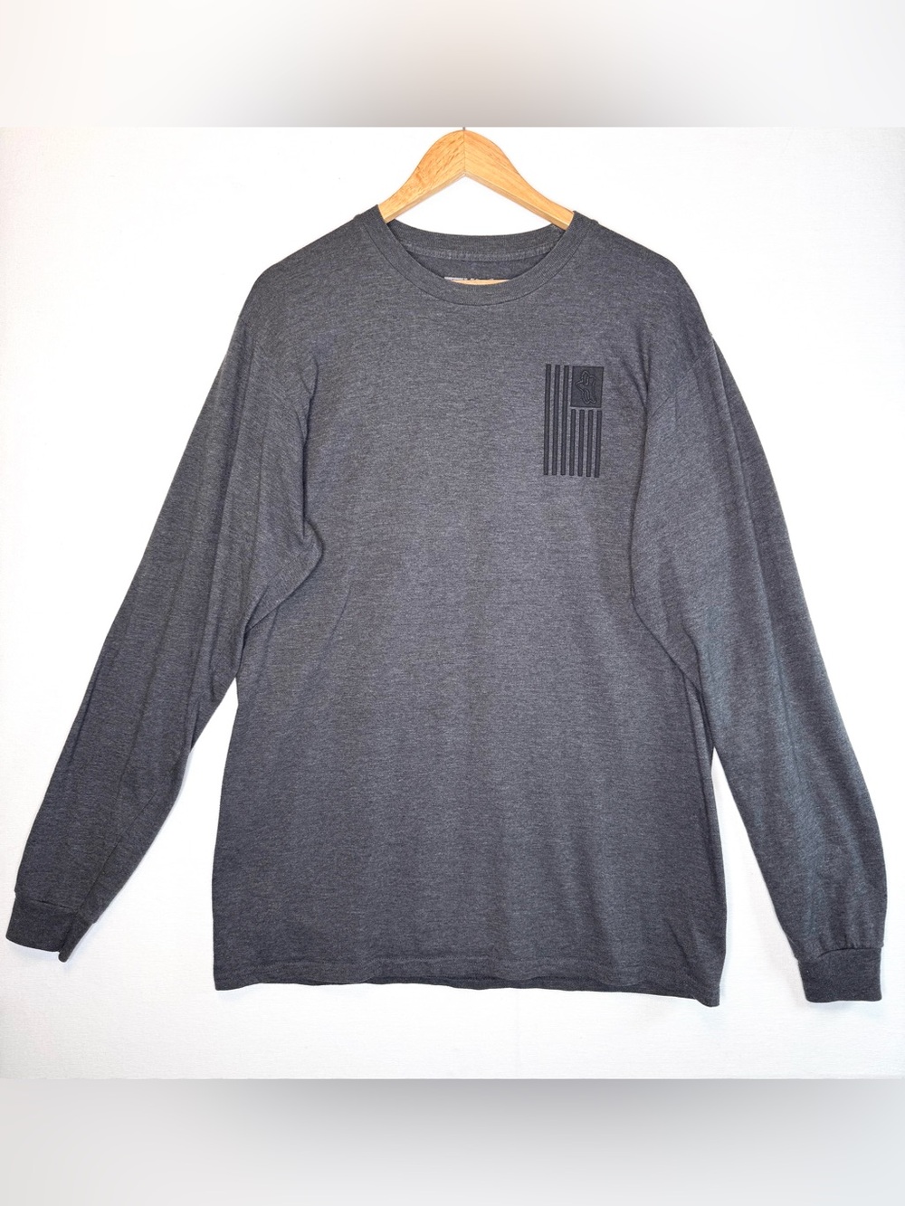 Fox Moto-X 1974 Long Sleeve Gray T Shirt crew neck monochrome graphic flag sz Lg